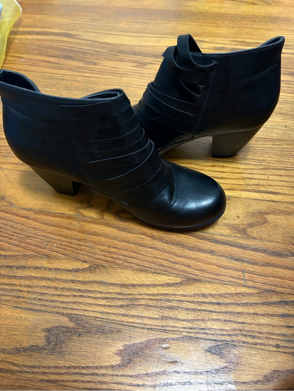 Black Leather Ankle Booties with Layered Strap Detail